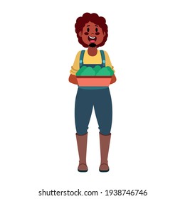 Hombre aislado con una planta de olla - Vector