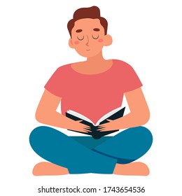 Isolated man reading a book - Vector illustration