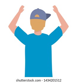 Isolated man seen from behind design