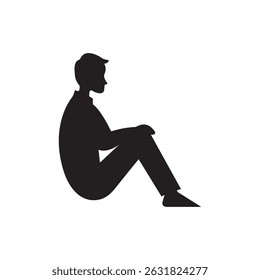 Isolated man sitting silhouette vector artwork