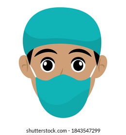 Isolated Man Surgeon head hero doctor icon - Vector