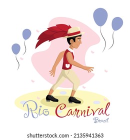 Isolated man with traditional clothes dancing Carnival Vector