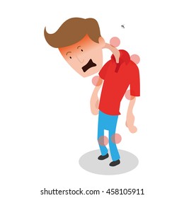 Isolated man with virus, Vector illustration