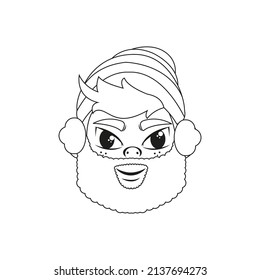 Isolated man winter christmas draw borderline cute face vector illustration