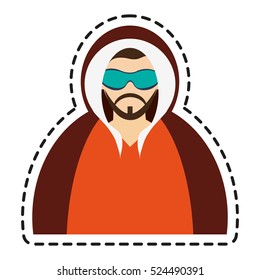 Isolated man with winter jacket design