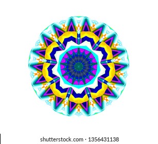 Isolated mandala in blue and yellow vector illustration

