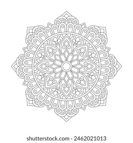 Isolated Mandala design coloring book page for kdp book interior, Editable vector file