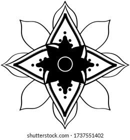 Patrón floral de mandala aislada. Tatuaje de Henna - Ilustración vectorial