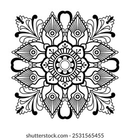 Isolated mandala with floral and vintage pattern. Easy Mandala Coloring Book Pages for Adults to Relax, Experiences Give Relief. Resizeable Vector File