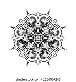Isolated mandala graphic vector illustration. Design abstract black on white background. Design print for embroidery, pattern, textile, symbol, icon, logo. Set 1