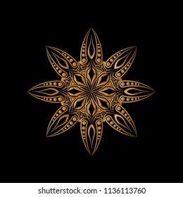Isolated mandala graphic vector illustration. Design abstract black on white background. Design print for embroidery, pattern, textile, brooch, symbol, icon, logo. Set 16
