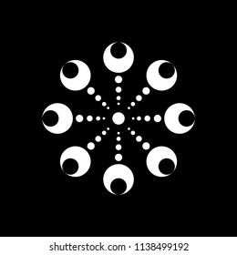 Isolated mandala graphic vector. Polar design white on black background. Design print for pattern, wallpaper, symbol, embroidery, textile. Set 23