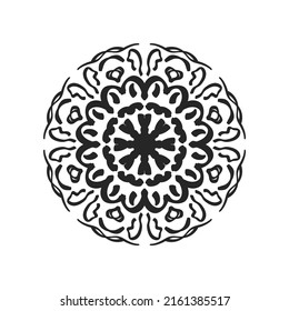 Vector gráfico de mandala aislada. Diseño polar negro sobre fondo blanco. Diseño impreso para patrones, bordados, textiles.