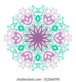 Isolated mandala pattern. Vintage ethnic background frame. Vector illustration.