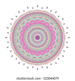 Isolated mandala pattern. Vintage ethnic background frame. Vector illustration.