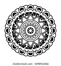 Isolated mandala in vector. Round line pattern. Vintage monochrome decorative element for coloring pages