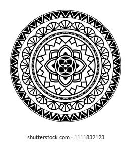Isolated mandala in vector. Round line pattern. Vintage monochrome decorative element. Geometric design