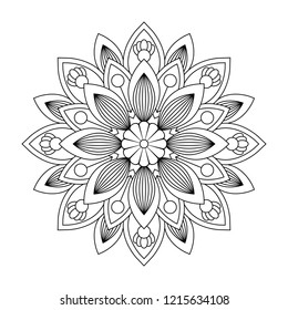 Isolated mandala in vector. Round line pattern. Vintage monochrome decorative element. Good for cards and coloring pages