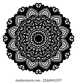 Isolated mandala in vector. Round line pattern. Vintage monochrome decorative element for coloring books.