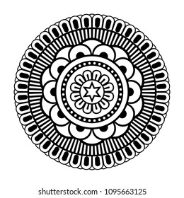 Isolated mandala in vector. Round pattern in white and black colors. Vintage decorative element for card design