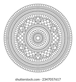 Isolated mandala in vector. Round pattern in white and black colors. Vintage decorative element 