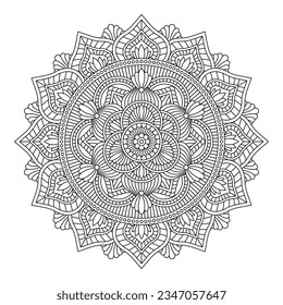 Isolated mandala in vector. Round pattern in white and black colors. Vintage decorative element 