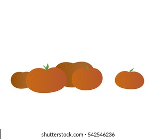 Isolated mandarin illustration. Flat simple style. Ripe tangerines.