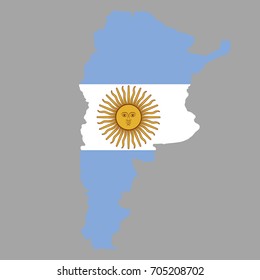 Isolated map of argentina with flag, vector illustration