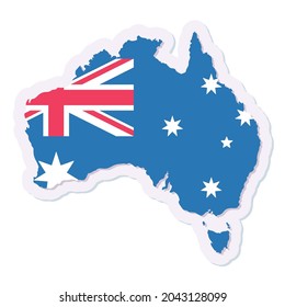 Isolated map of Australia with its flag