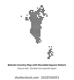 Mapa isolado do Bahrein, com padrão quadrado arredondado.