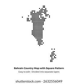 Isolated Map of Bahrain, with Square Pattern.