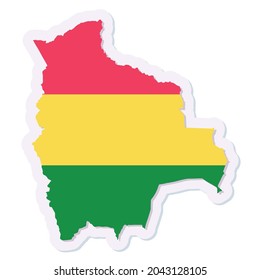 Isolated map of Bolivia with its flag