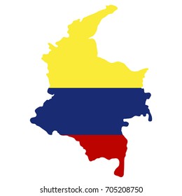 Isolated map of colombia with flag, vector illustration
