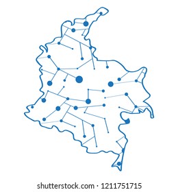 Isolated map of Colombia. Vector illustration design