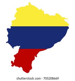 Isolated map of ecuador with flag, vector illustration