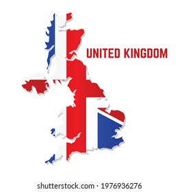 Isolated map with flag of United Kingdom Vector illustration