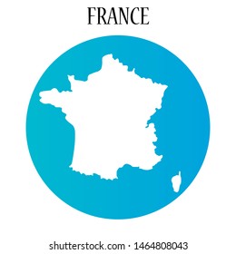 Isolated map of France. Country silhouette on blue gradient background.
