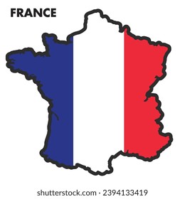 Isolated map of France with its flag Vector illustration