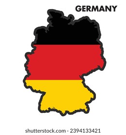 Isolated map of Germany with its flag Vector illustration