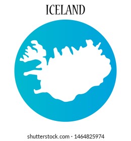 Isolated map of Iceland. Country silhouette on blue gradient background.
