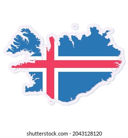 Mapa aislado de Islandia con su bandera