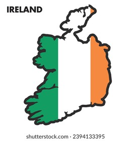 Isolated map of Ireland with its flag Vector illustration