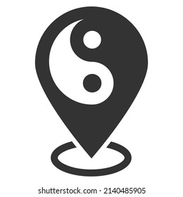 Isolated map marker with a ying yang. Map pin pointer Route Gps location icon Yin-yang Vector illustration cut