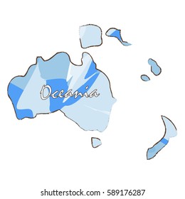 Isolated map of Oceania on a white background, Vector illustration