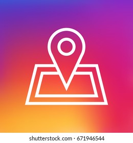 Isolated Map Outline Symbol On Clean Background. Vector Pin  Element In Trendy Style.