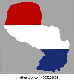 Isolated map of paraguay with flag, vector illustration