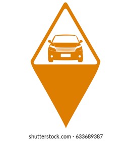 Isolated map pin with a car icon, Vector illustration