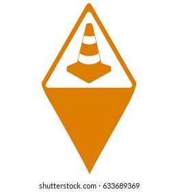 Isolated map pin with a traffic cone icon, Vector illustration
