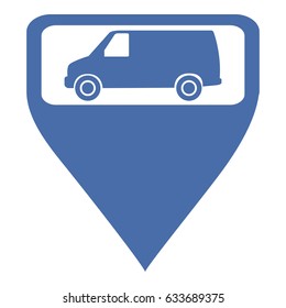 Isolated map pin with a van icon, Vector illustration