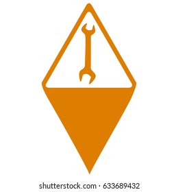 Isolated map pin with a wrench icon, Vector illustration